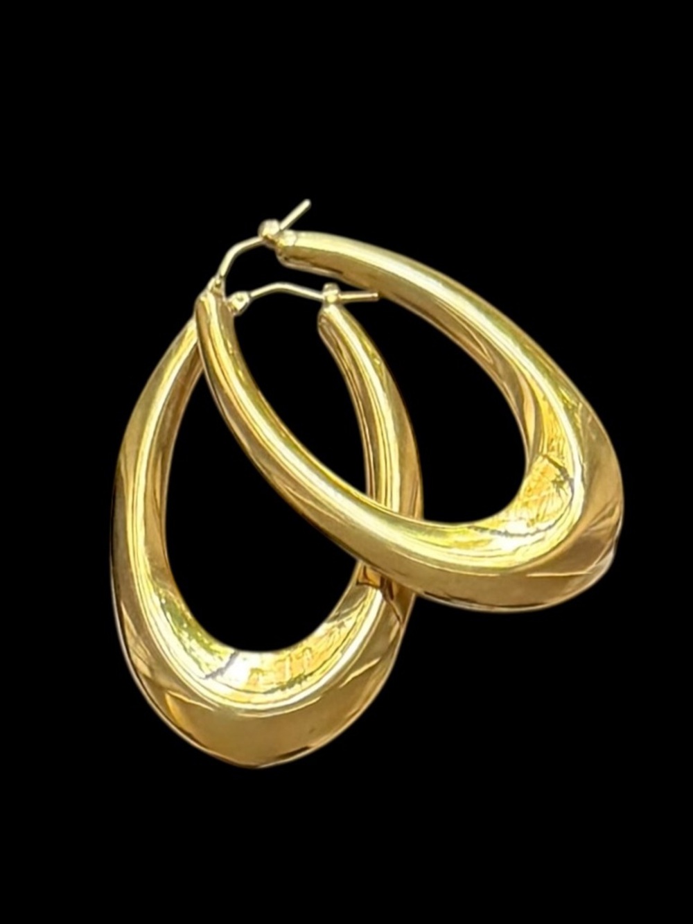 Milor Italy 14K Yellow Gold Polished Large Oval Hoop Earrings - Picture 9 of 11
